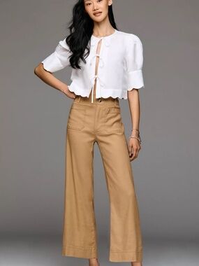 Maeve | Colette Linen Stretch High-Rise Wide-Leg Pants